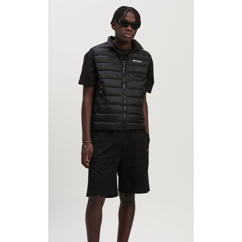 Palm Angels Vest Men 2XL Classic Logo Gilet Down Puffer Black Logo Luxury Travel